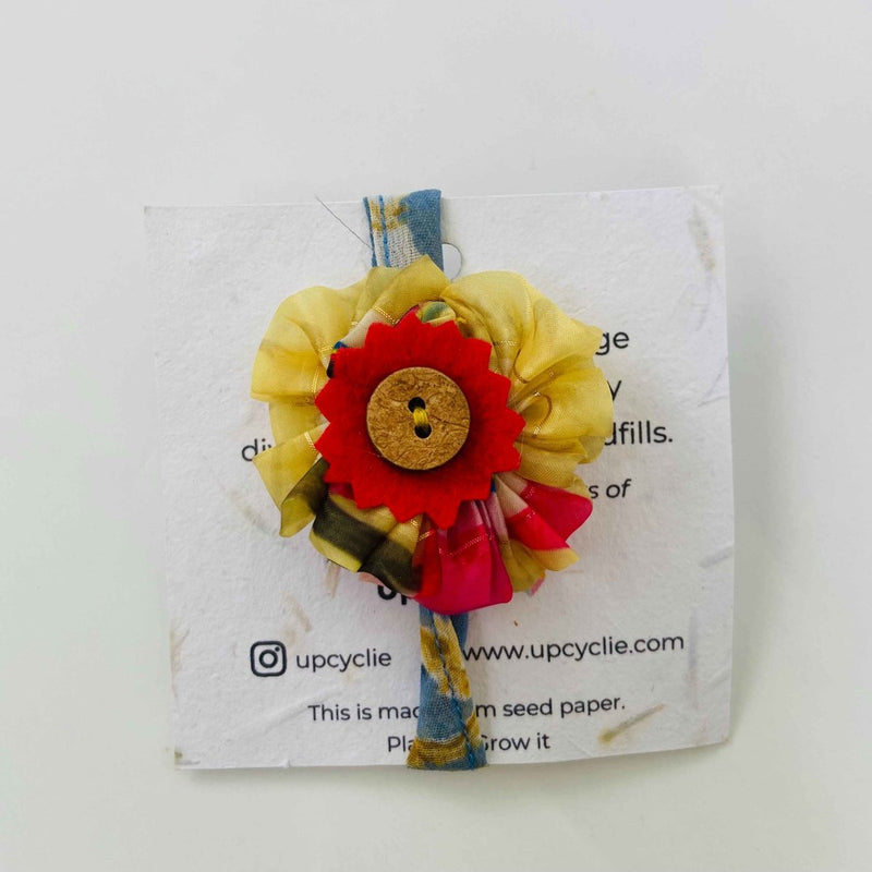 Buy Upcycled Rakhi- Yellow with colours and Coconut button | Shop Verified Sustainable Rakhi on Brown Living™