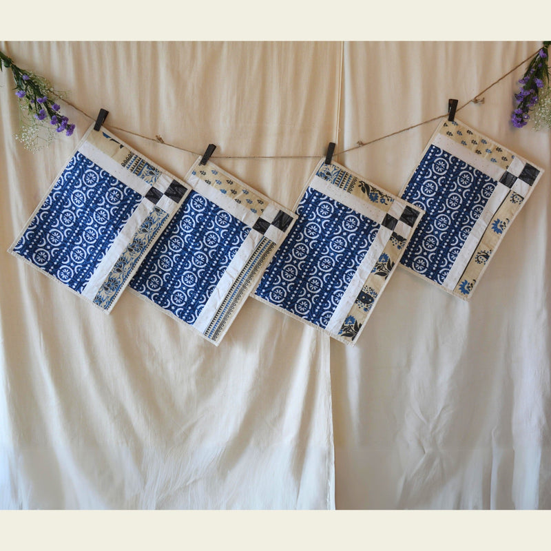 Upcycled Table Mat Why Not Patch Up- Indigo Patterns | Verified Sustainable Table Essentials on Brown Living™