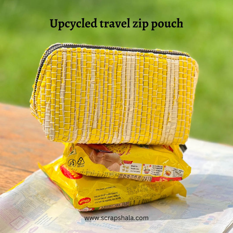 Buy Vibrant Organizer Zip Bag | Small Size | Travel friendly | Light weight | Washable | Upcycled from plastic wrappers | Shop Verified Sustainable Products on Brown Living