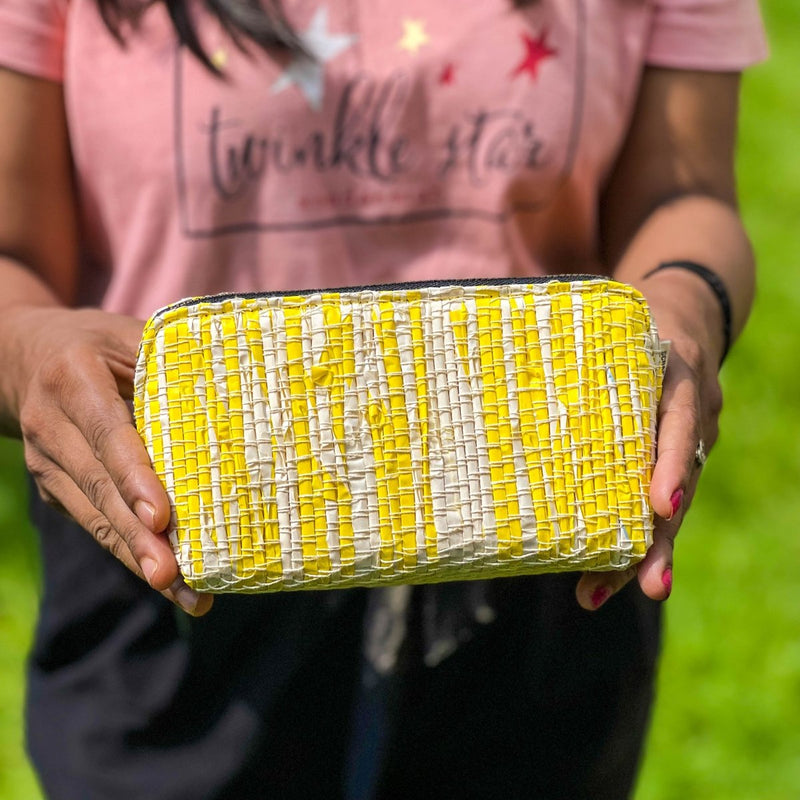 Buy Vibrant Organizer Zip Bag | Small Size | Travel friendly | Light weight | Washable | Upcycled from plastic wrappers | Shop Verified Sustainable Products on Brown Living