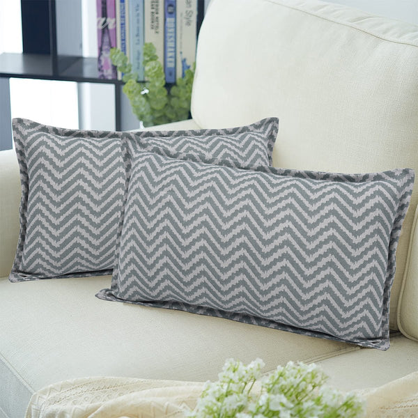 Vibrant Wave Lumbar Printed Cushion Cover - set of 2 | Verified Sustainable Covers & Inserts on Brown Living™