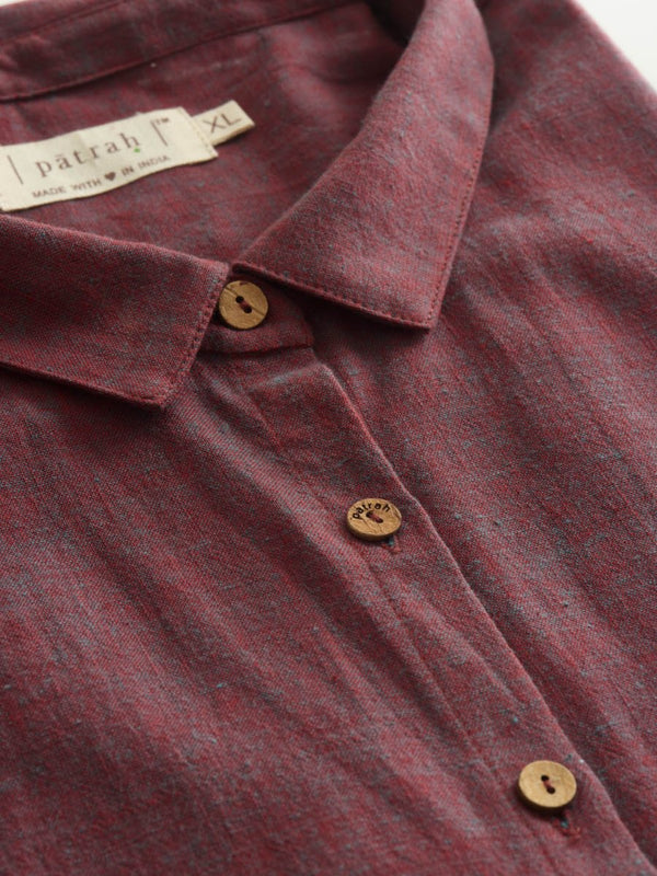 Buy Viva Magenta Handwoven Overlay Kurta Shirt | Shop Verified Sustainable Mens Shirt on Brown Living™