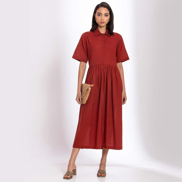 Buy Warm Red Maxi dress | Shop Verified Sustainable Womens Dress on Brown Living™