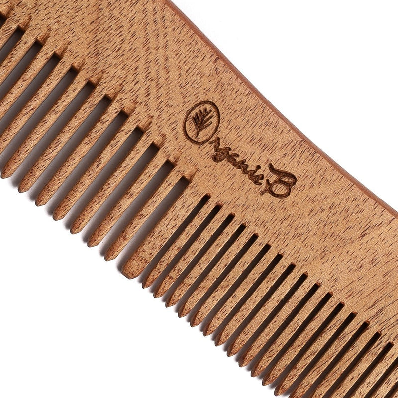 Buy Wave Shaped Natural Neem Comb for Detangling pack of 2 | Shop Verified Sustainable Hair Comb on Brown Living™