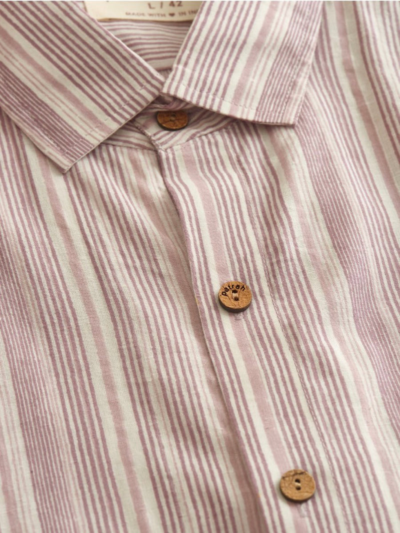 Buy White and Plum Line Cotton Shirt | Shop Verified Sustainable Mens Shirt on Brown Living™