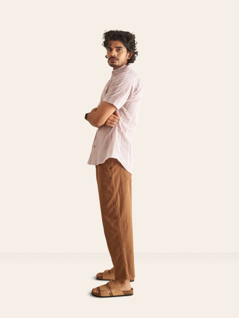 Buy White and Plum Line Cotton Shirt | Shop Verified Sustainable Mens Shirt on Brown Living™