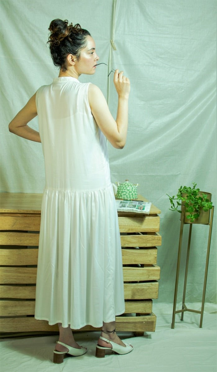 Buy White Bamboo Fabric Flapper Dress | Shop Verified Sustainable Womens Dress on Brown Living™