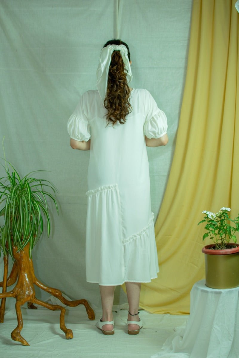 Buy White Bamboo fabric mid calf dress | Shop Verified Sustainable Womens Dress on Brown Living™