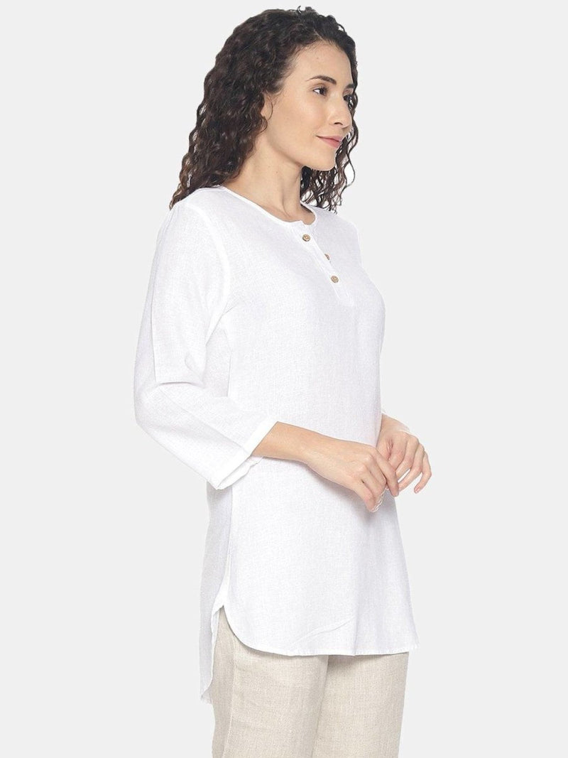 Buy White Colour Solid High Low Lounge Wear Top For Women | Shop Verified Sustainable Womens Top on Brown Living™