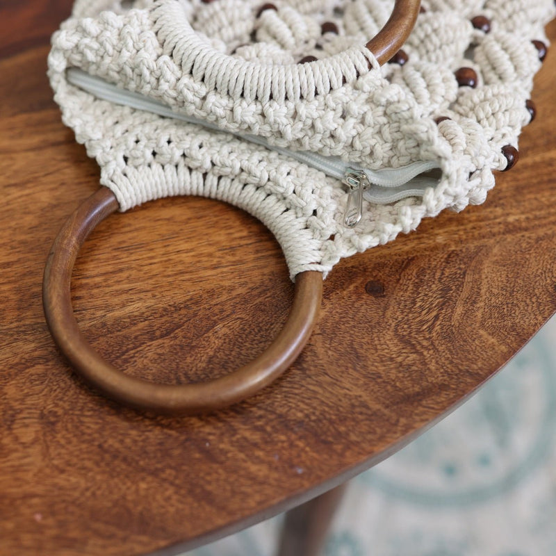 White Magic Ring Handmade Macrame Bag | Verified Sustainable Bags on Brown Living™