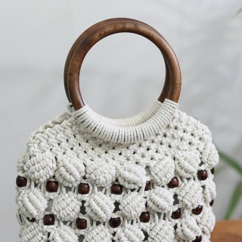 White Magic Ring Handmade Macrame Bag | Verified Sustainable Bags on Brown Living™