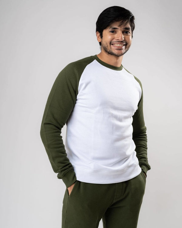 Buy White Raglan Cotton Sweatshirt | Shop Verified Sustainable Mens Sweatshirt on Brown Living™