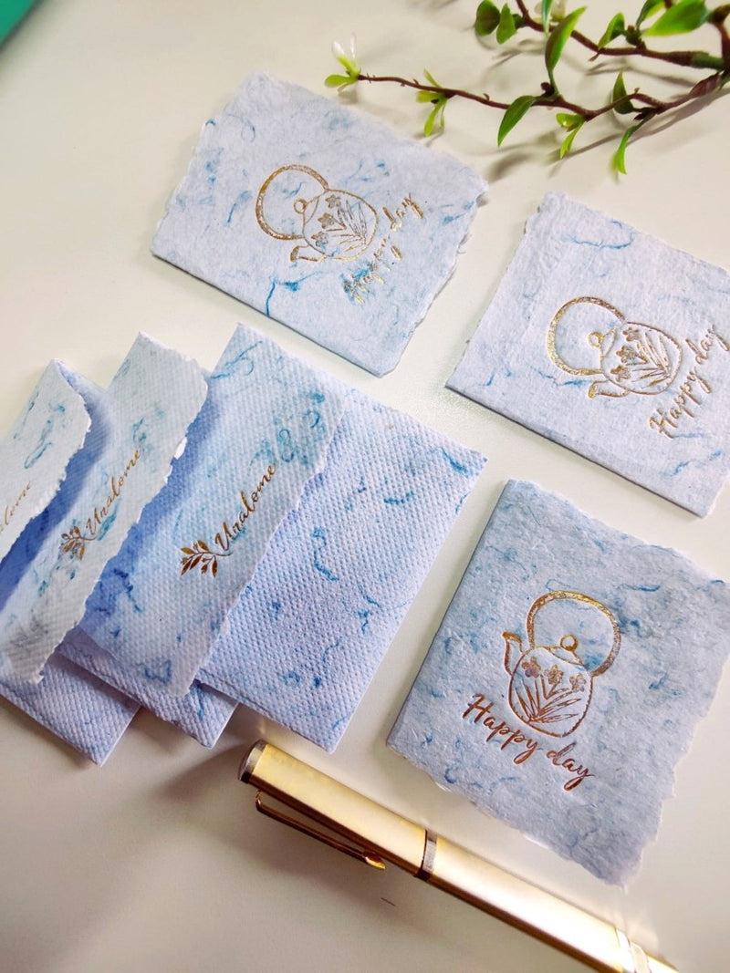 Buy Wish Cards in Blue Denim Textile Recycled Paper | Shop Verified Sustainable Gift Cards on Brown Living™