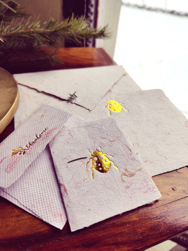 Buy Wish Cards in Recycled Textile Paper- Lady Bug | Shop Verified Sustainable Products on Brown Living