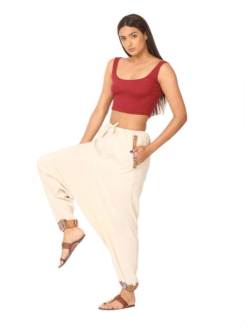 Buy Women's Designer Harem Pants | Cream | Fits Waist Size 28" to 36" | Shop Verified Sustainable Womens Pants on Brown Living™