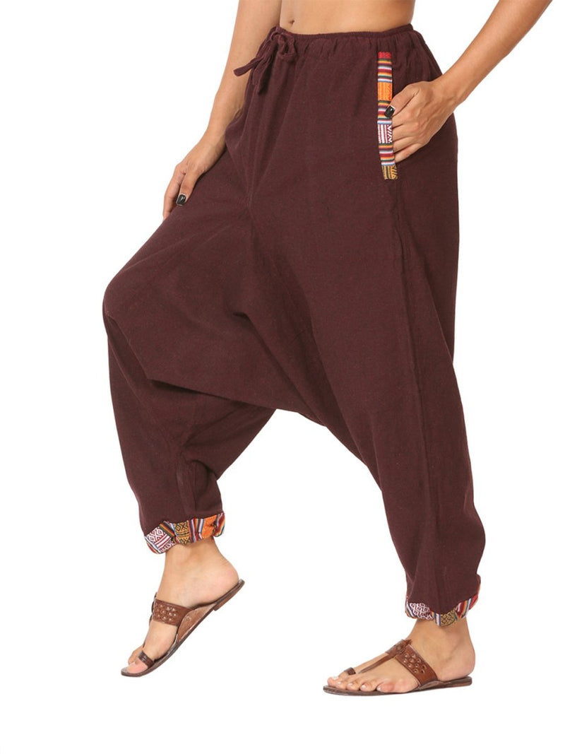 Buy Women's Designer Harem Pants | Maroon | Fits Waist Size 28" to 36" | Shop Verified Sustainable Womens Pants on Brown Living™