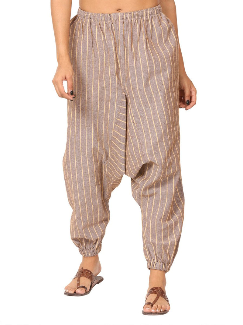 Buy Women's Harem Pant | Brown Stripes | Fits Waist Size 28" to 36" | Shop Verified Sustainable Womens Pants on Brown Living™