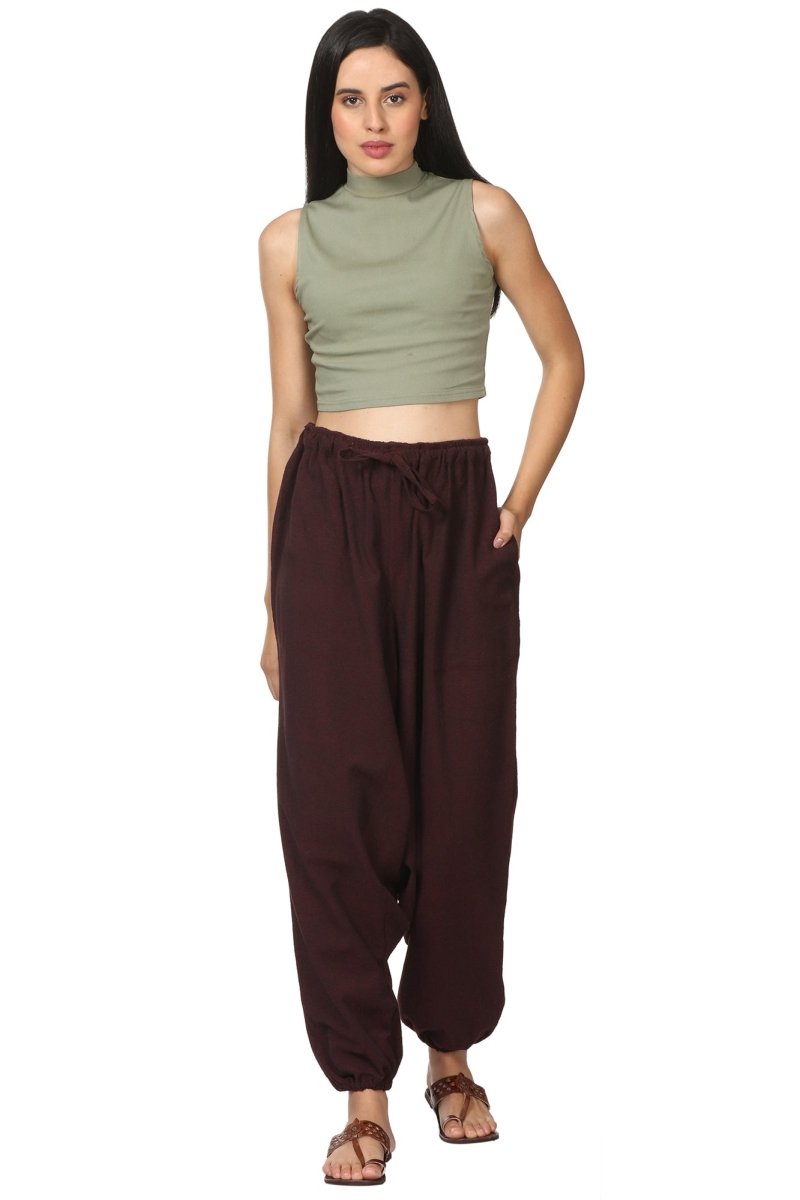 Buy Women's Harem Pant | Maroon | Fits Waist Size 28" to 36" | Shop Verified Sustainable Womens Pants on Brown Living™