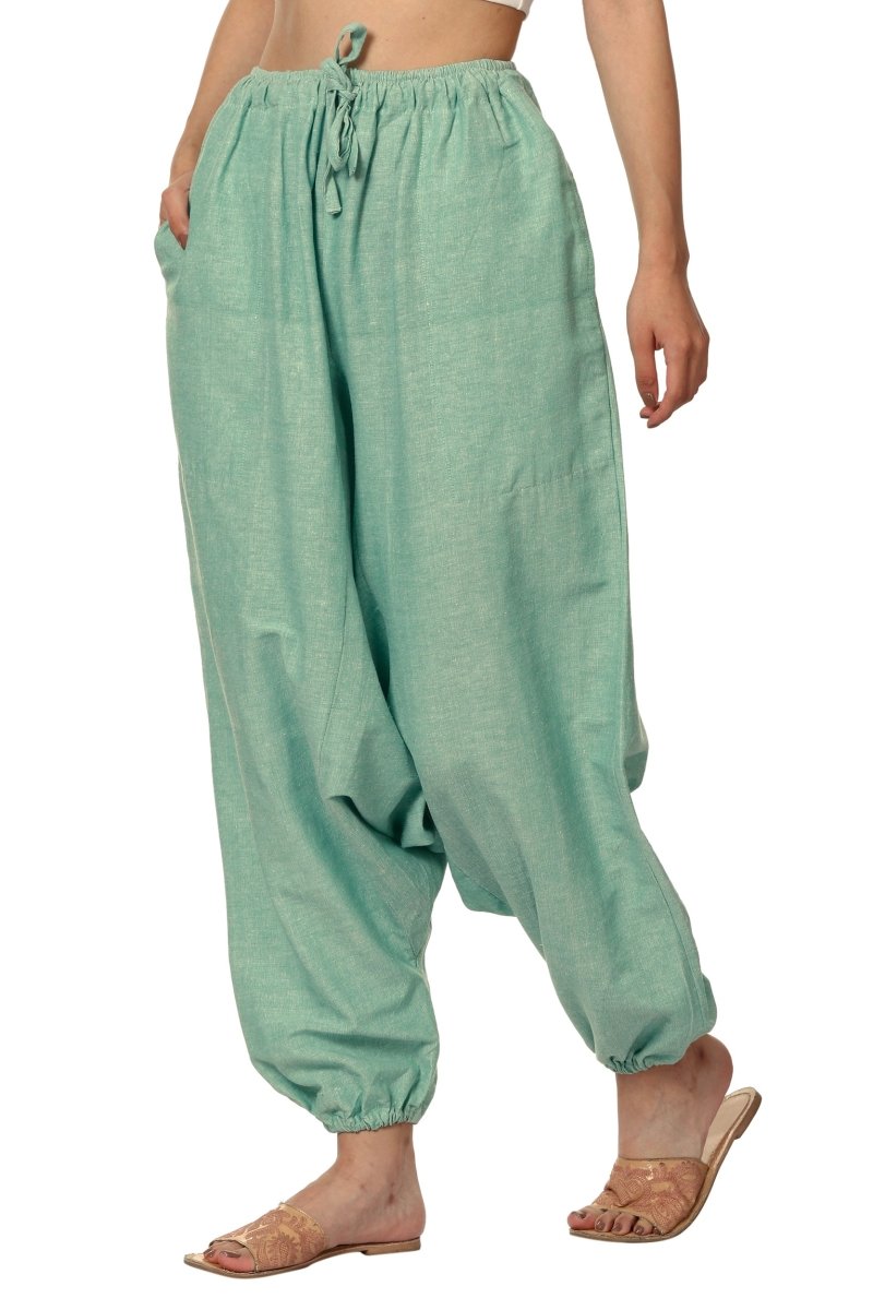 Buy Women's Harem Pants | Sea Green | Fits Waist Size 28" to 36" | Shop Verified Sustainable Womens Pyjama on Brown Living™