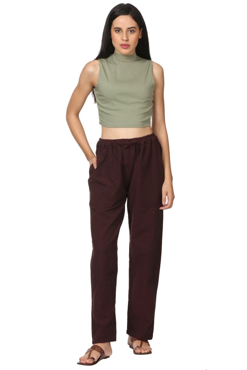 Buy Women's Lounge Pant | Maroon | Fits Waist Size 28" to 36" | Shop Verified Sustainable Womens Pants on Brown Living™