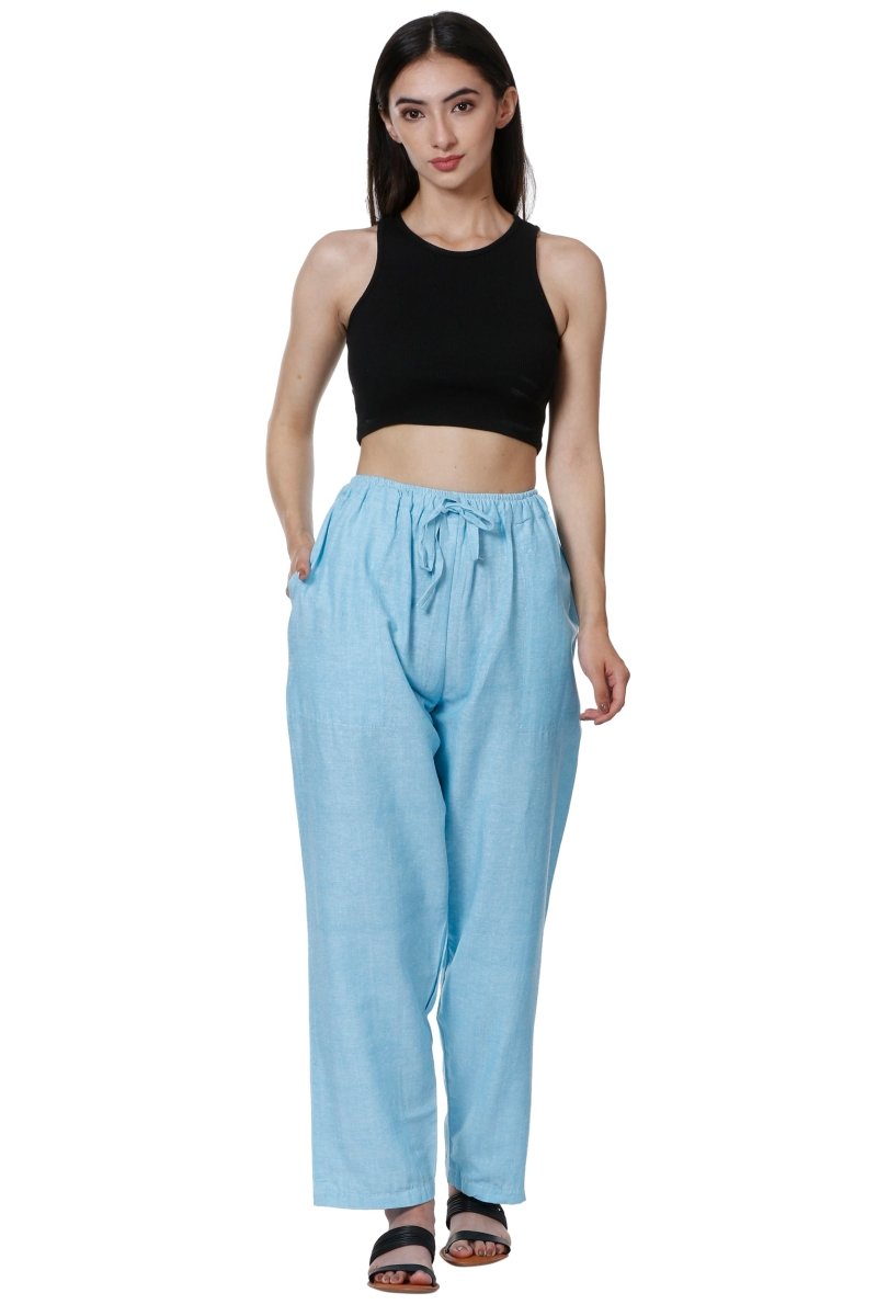 Buy Women's Lounge Pants | Sky Blue | Fits Waist Size 28" to 36" | Shop Verified Sustainable Womens Pyjama on Brown Living™