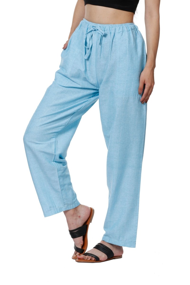 Buy Women's Lounge Pants | Sky Blue | Fits Waist Size 28" to 36" | Shop Verified Sustainable Womens Pyjama on Brown Living™