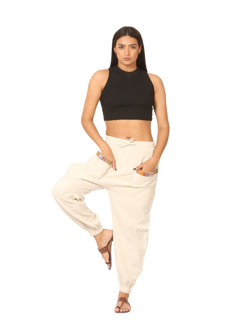 Buy Women's Straight Fit Harem Hopper Pants | Cream | Fits Waist 28" to 38" | Shop Verified Sustainable Womens Pyjama on Brown Living™