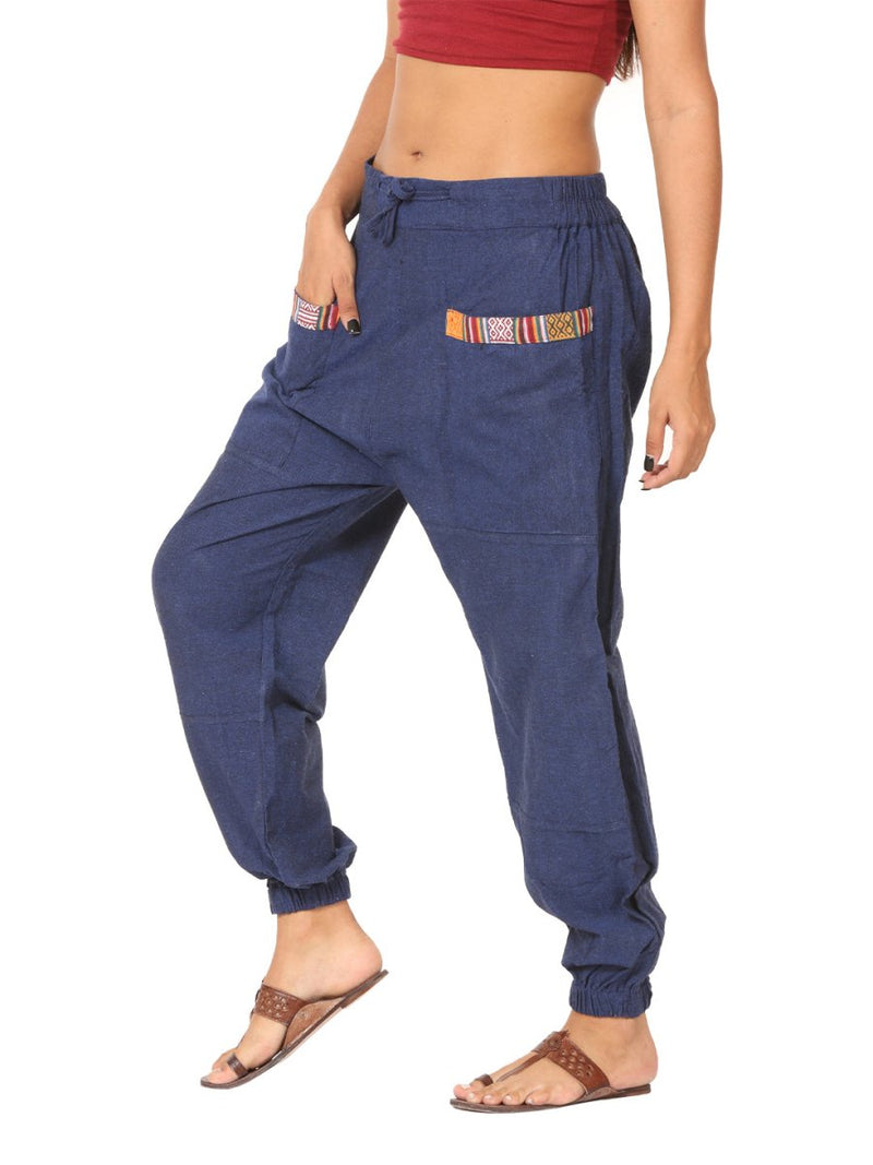 Buy Women's Straight Fit Harem Hopper Pants | Dark Blue | Fits Waist 28" to 38" | Shop Verified Sustainable Womens Pyjama on Brown Living™