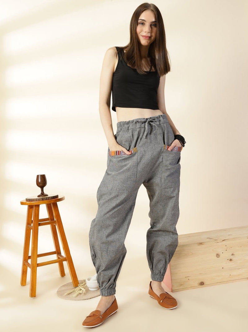 Buy Women's Straight Fit Harem Hopper Pants | Grey | Fits Waist 28" to 38" | Shop Verified Sustainable Womens Pyjama on Brown Living™