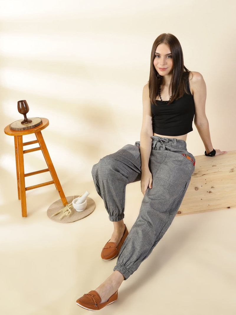 Buy Women's Straight Fit Harem Hopper Pants | Grey | Fits Waist 28" to 38" | Shop Verified Sustainable Womens Pyjama on Brown Living™