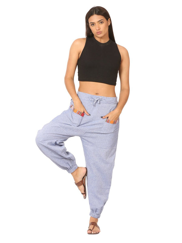 Buy Women's Straight Fit Harem Hopper Pants | Lavender Blue | Fits Waist 28" to 38" | Shop Verified Sustainable Womens Pyjama on Brown Living™