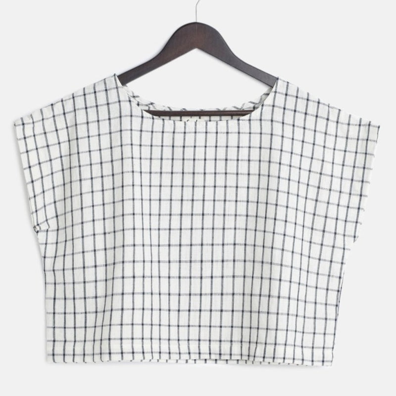 Buy Women's Zen Box Cotton Top- Blue Checks | Shop Verified Sustainable Womens Top on Brown Living™