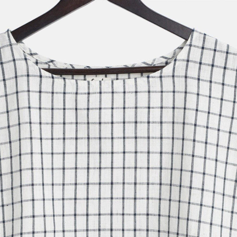 Buy Women's Zen Box Cotton Top- Blue Checks | Shop Verified Sustainable Womens Top on Brown Living™