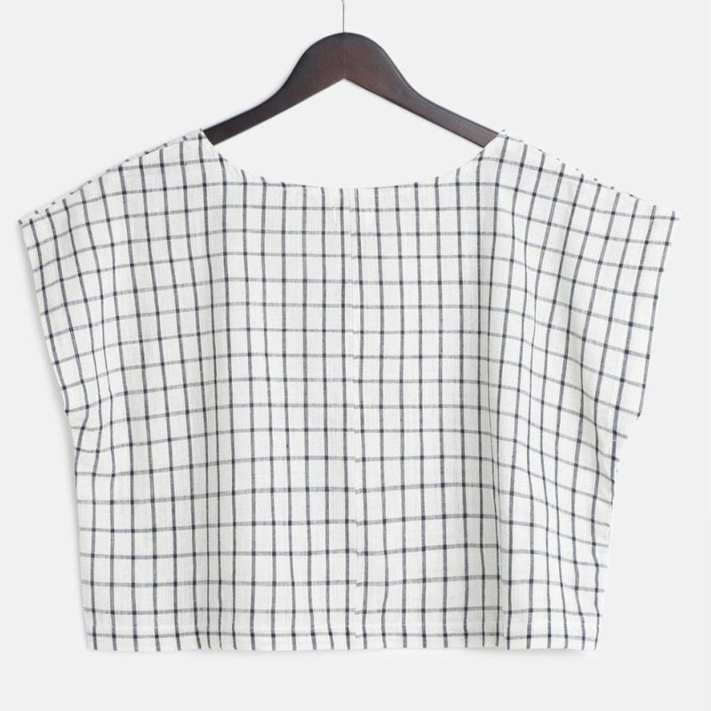 Buy Women's Zen Box Cotton Top- Blue Checks | Shop Verified Sustainable Womens Top on Brown Living™