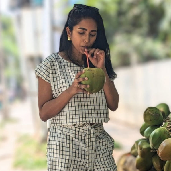 Women's Zen Box Cotton Top - Blue Checks | Verified Sustainable Womens Top on Brown Living™