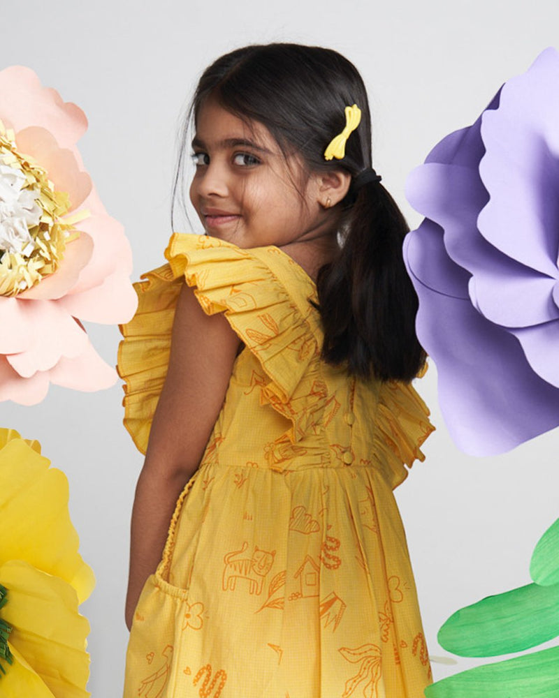 Buy Wonder Wander Ruffle Dress | Shop Verified Sustainable Kids Frocks & Dresses on Brown Living™