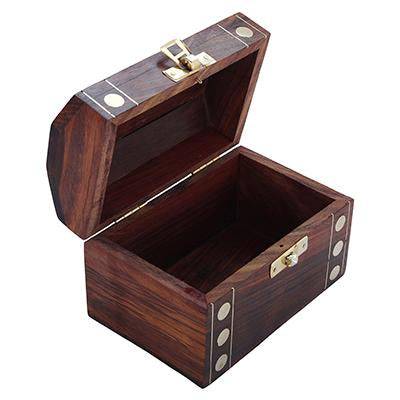 Buy Handmade Wooden Brass Box | Vintage Treasure Chest | Piggy Bank | Shop Verified Sustainable Piggy Banks & Money Jars on Brown Living™