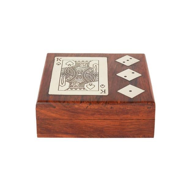 Buy Handmade Wooden Storage Box for Playing Cards and Set of Five Dices | Shop Verified Sustainable Learning & Educational Toys on Brown Living™