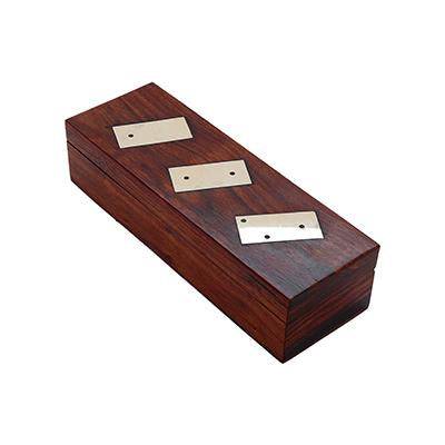 Buy Handcrafted Wooden Domino Box with Dominoes- 8 Inch | Shop Verified Sustainable Learning & Educational Toys on Brown Living™