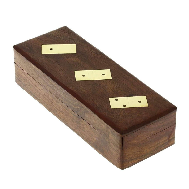 Buy Handcrafted Wooden Domino Box with Dominoes- 8 Inch | Shop Verified Sustainable Learning & Educational Toys on Brown Living™