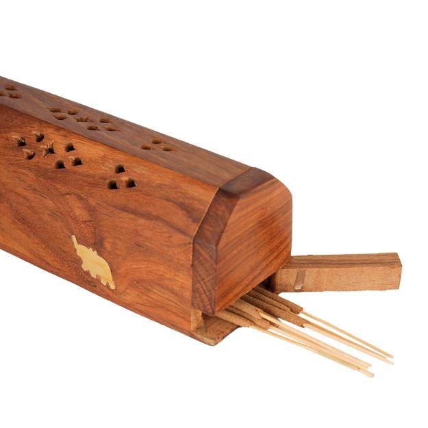 Buy Wooden Incense Joss Sticks Storage Box with Built in Ash Catcher | Shop Verified Sustainable Pooja Needs on Brown Living™