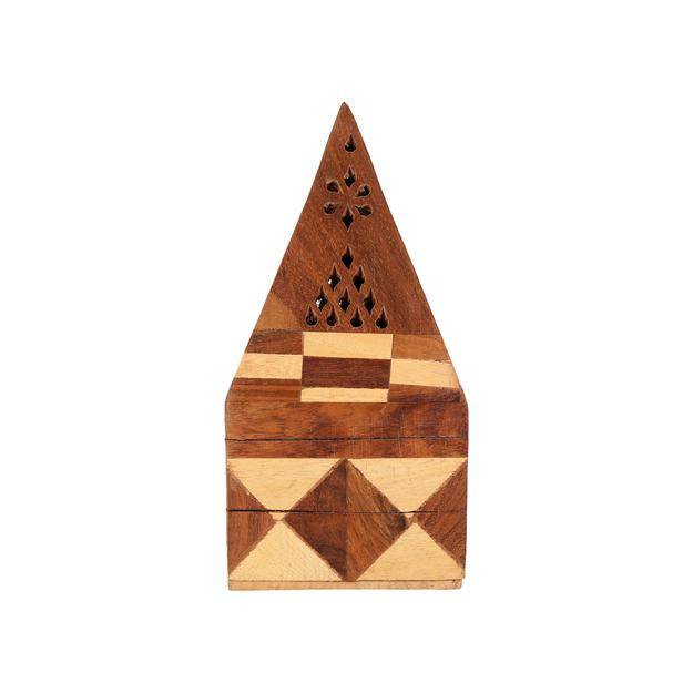 Buy Sheesham Wood Pyramid Pooja Incense Burner Box | Shop Verified Sustainable Pooja Needs on Brown Living™