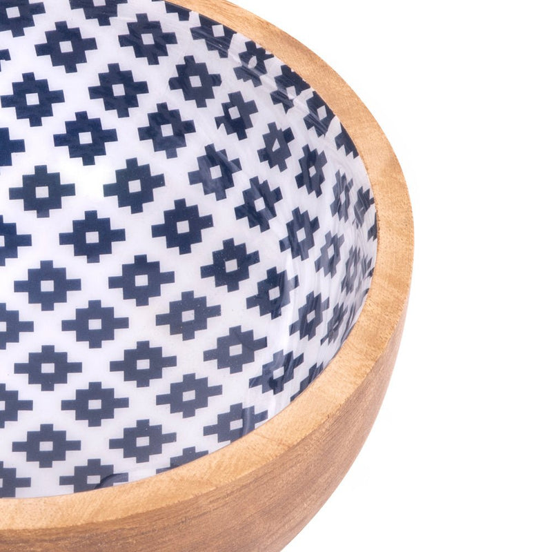 Buy Wooden Indigo Geometric Bowl | Shop Verified Sustainable Plates & Bowls on Brown Living™