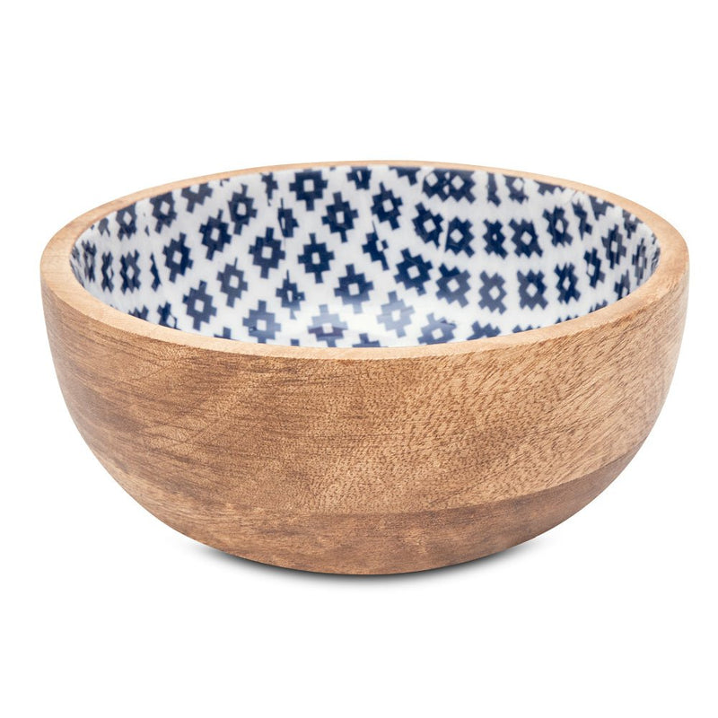 Buy Wooden Indigo Geometric Bowl | Shop Verified Sustainable Plates & Bowls on Brown Living™