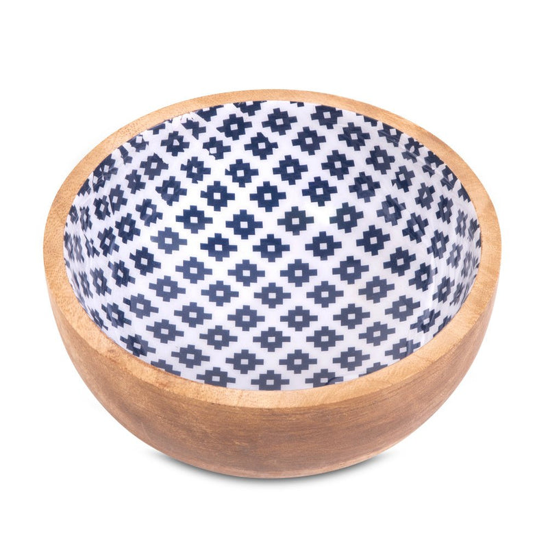 Buy Wooden Indigo Geometric Bowl | Shop Verified Sustainable Plates & Bowls on Brown Living™