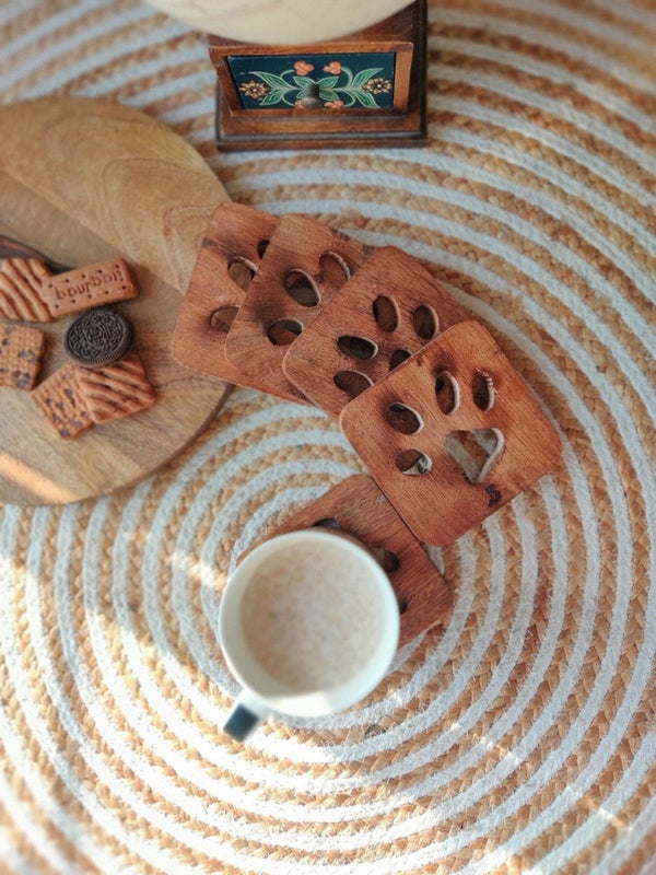 Buy Wooden Paw Coasters - Set of 4 | Shop Verified Sustainable Table Essentials on Brown Living™