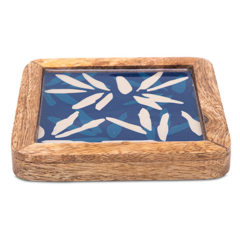 Buy Wooden Square Indigo Coasters Set of 2 | Shop Verified Sustainable Table Essentials on Brown Living™