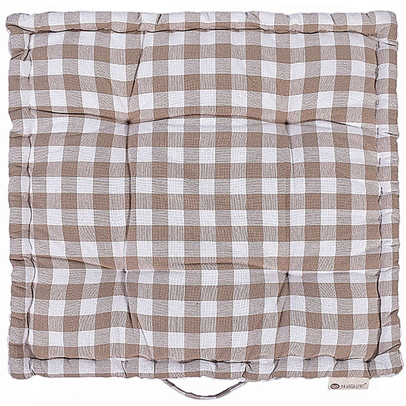 Buy Woven Bold Check Cotton Floor Cushion | Shop Verified Sustainable Pillow on Brown Living™