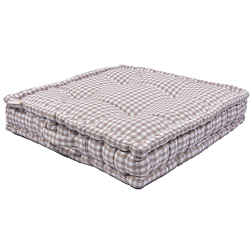 Buy Woven Small Check Cotton Floor Cushion | Shop Verified Sustainable Pillow on Brown Living™