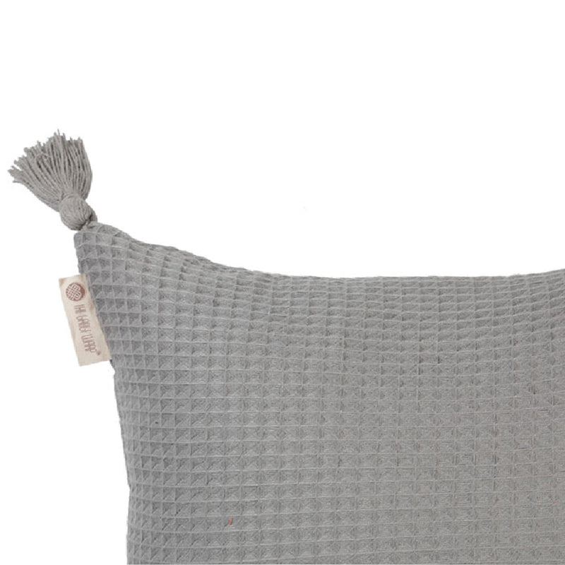 Buy Woven Waffle Cushion Cover (Grey) | Shop Verified Sustainable Covers & Inserts on Brown Living™